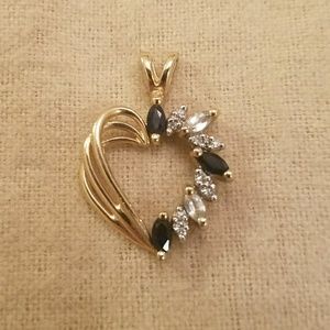 Sapphire and Diamond Heart Pendant